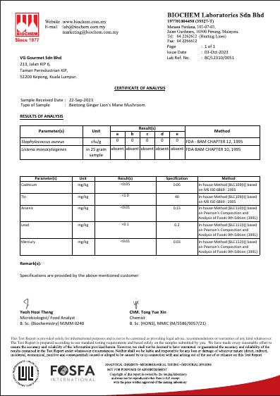 Certificate of Analysis preview