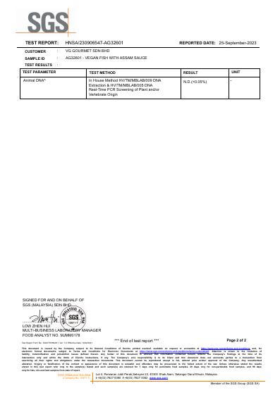 SGS animal DNA test report preview