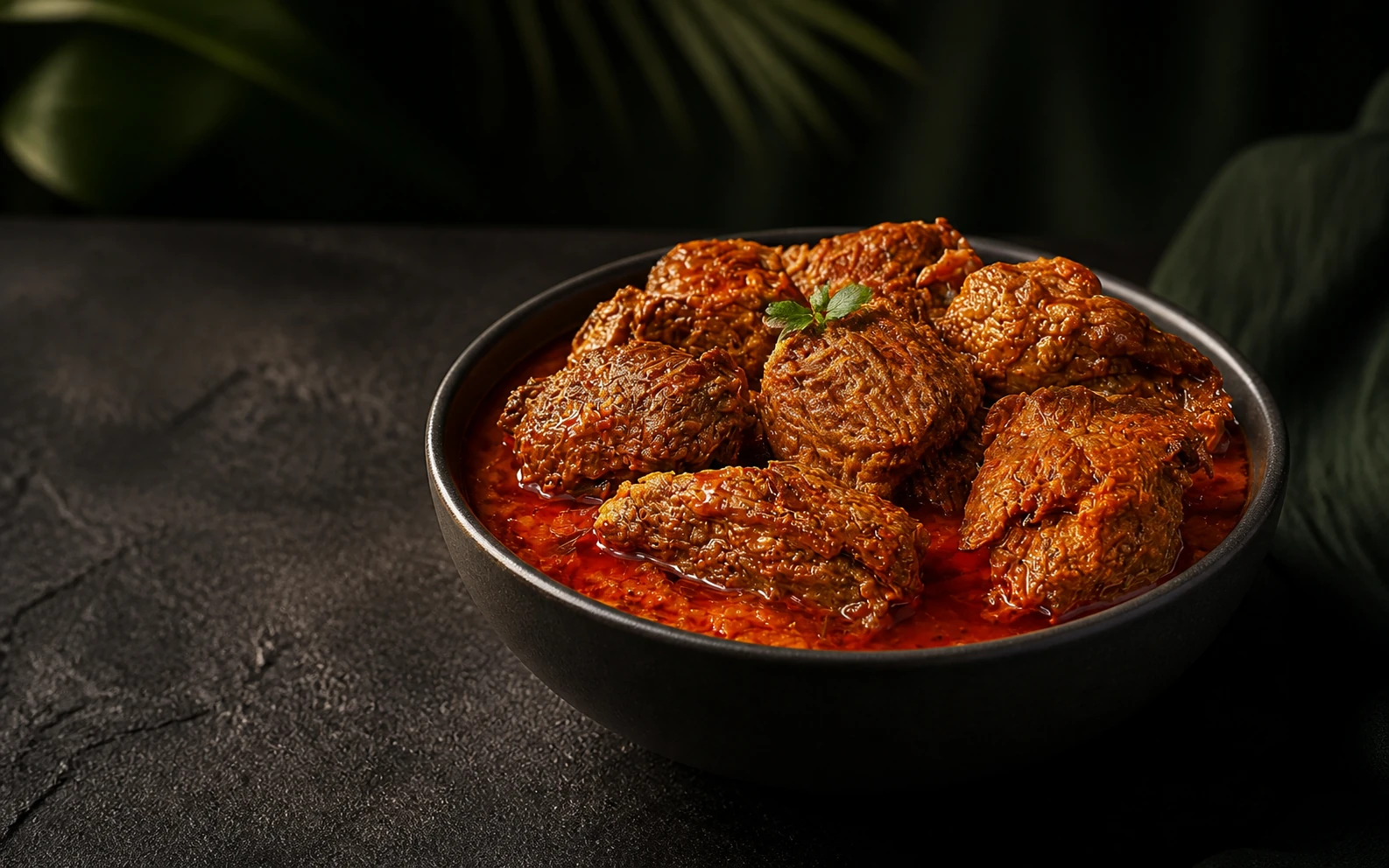 Vegan Curry Rendang Mutton styled serving suggestion